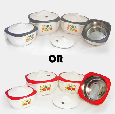 £23.99 • Buy 4PC Hot Cold Food Storage Insulated Casserole Hot Pot Casserole Dish Red / Grey