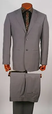 Mens Suit Regular Fit 2 Button100% Wool Fabric Super150's Pants Flat Front Gray • $92