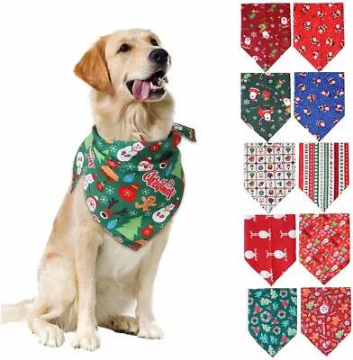Dog Cat Bandana Christmas Pet Neckerchief Triangle Bibs Xmas Scarf Towel Party • $17.13