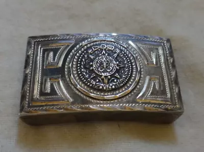  Vintage Sterling Silver Guadalajara Taxco Mexico Aztec Calendar Belt Buckle • $95