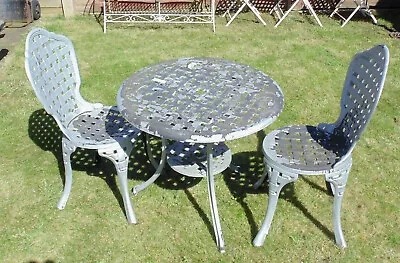  (#803) Garden Metal Aluminium Bistro  Table And 2 Chairs   (Pick Up Only) • £135