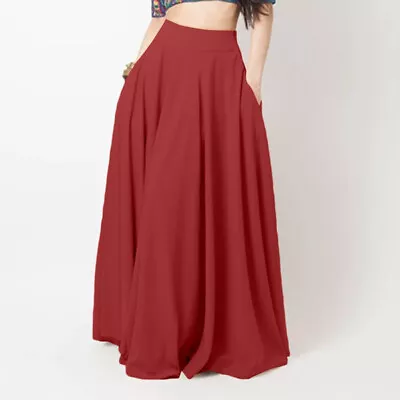 Women Loose Skirt Elastic High Waist Skirts Flare A-Line Long Maxi Dress Summer • £9.99