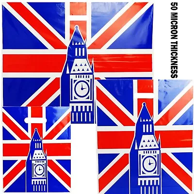 £11.49 • Buy New Union Jack Strong Plastic Carrier Bags Luxury Die Cut Handle Pack Of 100