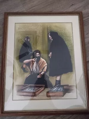 Vintage Zane Art Print Framed And Matted 24x20  Women Fish Market Signed  • $9.95