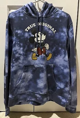 Disney Mickey Mouse True Original Blue Tie Dye Hoodie Pullover Men’s Large • $14.99