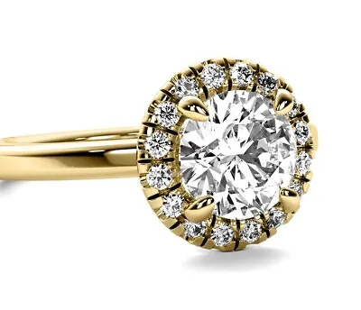 Classic Halo 1.00 Ct E VS2 Round Cut Lab Grown Diamond Engagement Ring 14k • $1150