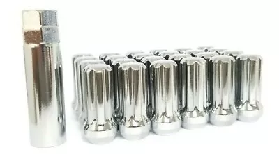 24pc Chrome Spline Lug Nut+key 2  Tall |14x1.5| Chevy Silverado 1500 (1999-2020) • $23.99