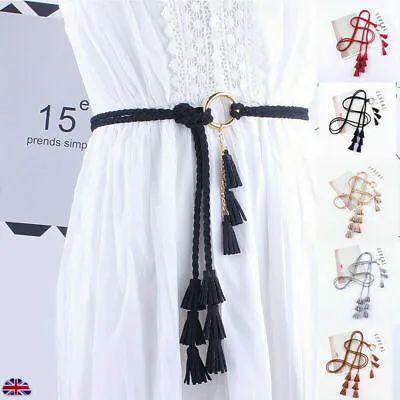 Tassel Belt Women Thin Waist Rope Fashion Belt Ladies Braided Self Tie Belts UK  • £4.99