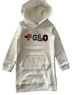 Girls Ralph Lauren Polo Hoodie Sweatshirt Dress  White Age 6 • £16.99