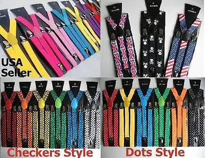 $5.75 • Buy (All Colors) Mens Womens Clip-on Suspenders Elastic Y-Shape Adjustable Braces