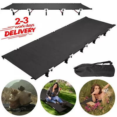 Portable Folding Camping Cot Steel Frame Single Person Military Sleeping Bed • £38.90