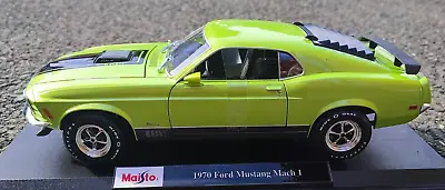 MAISTO 1:18 Scale Diecast Model Car 1970 Ford Mustang Mach 1 In Green • £45