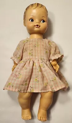 Vintage Horsman Doll 12  Brown Hair With Blue Eyes With Dress And Undergarment • $10.95