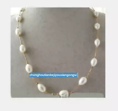 Stunning Natural 9-11mm White South Sea Freshwater Pearl Necklace 20  14K Clasp • $9.99