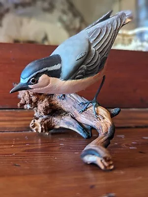 Vintage Hand Carved Wood  Bird On Driftwood 5.5  X 4.25  Super Cute Great Eyes • $49.95