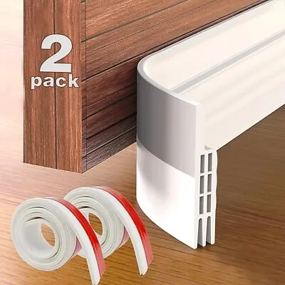 Pack Of 2 White Door Draught Excluder Strip Self Adhesive Bottom Seal Draft • £7.99