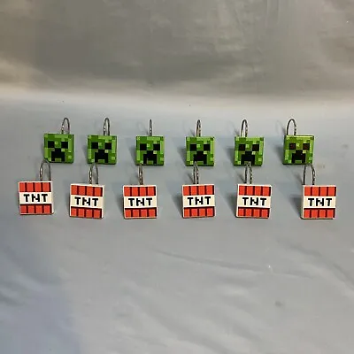 Minecraft Shower Curtain Hooks TNT & Creeper Lot Of  12-Pieces Bathroom Majong • $20