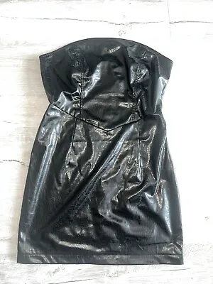 £12 • Buy Women's River Island Black PU Faux Leather Dress UK Size: 12 Mini Bandeau Croc