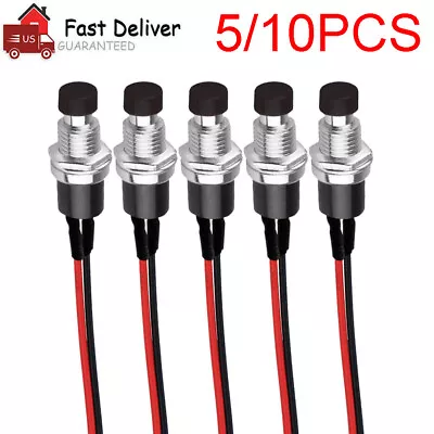 5/10PCS Mini Push Button Pre-Wired Momentary N/O OFF-ON Switch Plug 12V SPST • $8.69