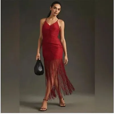 Anthropologie Vineet Bahl Fringe Dress Red Size Small NWT • $77.22