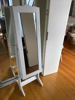 $65 • Buy Home Master 140cm Full Length Mirror Jewellery Cabinet Adj.  Angle Great Cond.