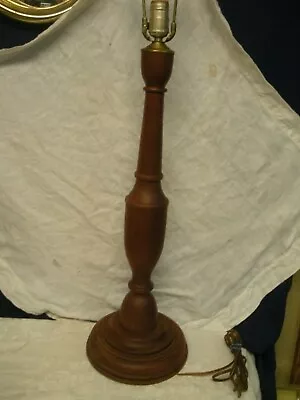 Vintage Beautiful Handmade Lathe Turned Cherry Table Lamp 24  Tall  - OOAK • $79