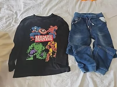 Boys Jeans And Marvel T-shirt/ Mothercare & Next/ 6 Years • £4.99