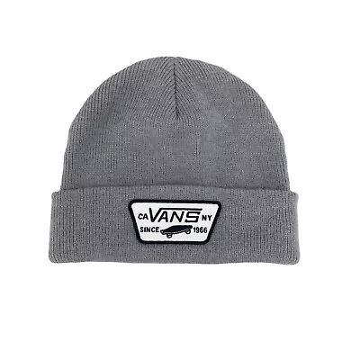 Vans Logo Skate Milford Gray Stretch Rib Knit Cuff Beanie Winter Hat Cap Onesize • $13.01