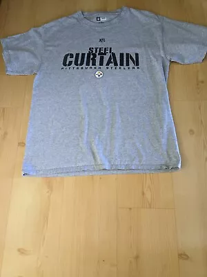 NFL Steel Curtain Pittsburgh Steelers Grey T Shirt Large • $15.77