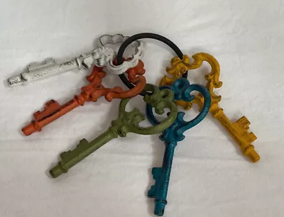 Retro Decorative Set Of 5 Multicolor Cast Iron House Decor Keys • $20