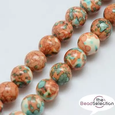 25 PREMIUM QUALITY OCEAN JADE COPPER CYAN BLUE ROUND GEMSTONE BEADS 8mm GS26 • £4.39