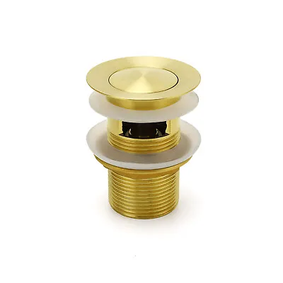 £21.94 • Buy Brushed Gold Slotted Click Clack Basin Waste Brass Sink Drain Pop Up Plug Push