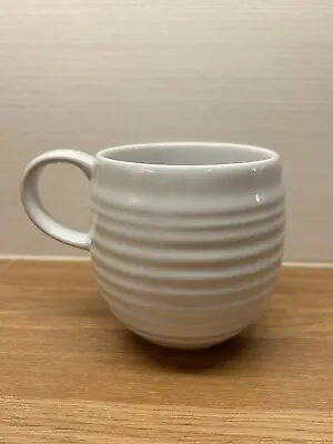 John Lewis / Waitrose White Ribbed Stoneware Mug Tea Coffee • £4.99