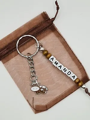  Personalised Cute Cow Keyring Cow Gifts Cow Bag Name Tag Farm Gifts  • £3.93