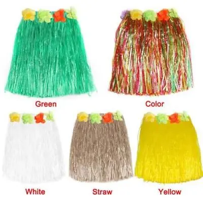 Hawaiian Grass Skirts Flowers Hula Fancy Dress Adults Costume Summer Beach Pa_-_ • $6.98