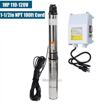 1HP 4'' Deep Well Submersible Pump 207' 37GPM 110V Stainless Steel W/Control Box • $143.99