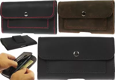 Handcrafted Leather Waist Pouch Case Cover With 2 Card Pockets For Mobile Phones • $65.71