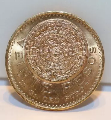 1959 Mexico 20 Peso Gold Coin Aztec Calander Nice Unc • $1170