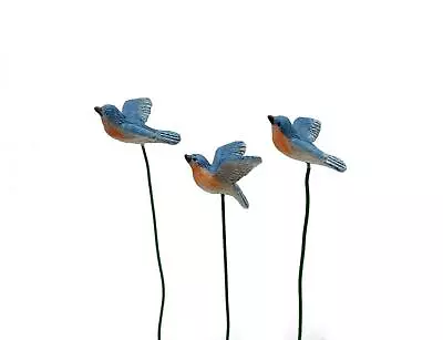 Miniature Dollhouse Fairy Garden Set Of 3 Bluebird Picks - Buy 3 Save $5 • $12.30