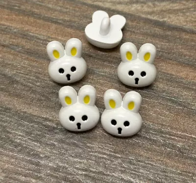 Toddler Knit Shank Buttons  Cute White Rabbits  Pack Of 5 Sewing Knitting 15mm • £3.95