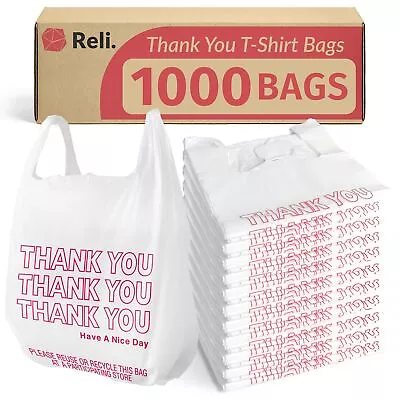 	Reli. Thank You T-Shirt Bags 1000 Count Plastic - Bulk Shopping Bags Bag - In	 • $49.07