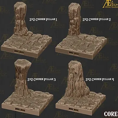 $11 • Buy Cavern Corner Pillar Tiles-Aether Studios-2x2-3D Printed-Drag