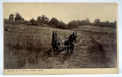 Early 1900s Farming Horse Drawn Equipment R. W. Skilton Morris CT Postcard • $20