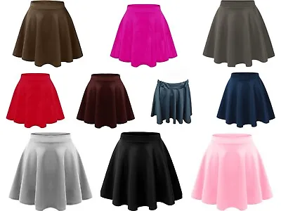 £6.97 • Buy Girls Kids Women Ladies Skater Mini Skirt Flared High Waist Stretch School Skirt