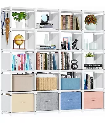 Book Shelf 20 Cube Storage Organizer DIY Bookcase Metal Cube BookshelfTal... • $45