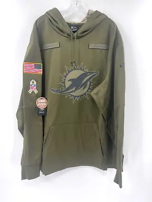 Miami Dolphins Team Issued Green Salute To Service Nike Dri Fit Hoodie 3xl • $59.99