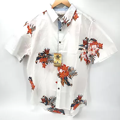 Margaritaville Tropical Shirt Mens XL White Blue Orange Floral Button Up NEW • $34.99