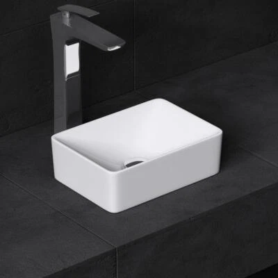 £55.49 • Buy Cloakroom Wash Basin Bowl Ceramic Countertop Compact Sink & Waste Plug 300x215mm