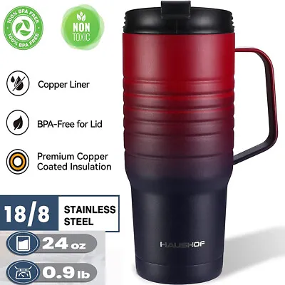 $24.99 • Buy HAUSHOF 24 Oz Tumbler Travel Mug Stainless Steel Vacuum Insulated Coffee Mugs
