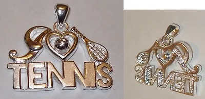 $7 • Buy 925 Sterling Silver I Heart Love TENNIS Racket Pendant 7 Grams Jewelry Charm